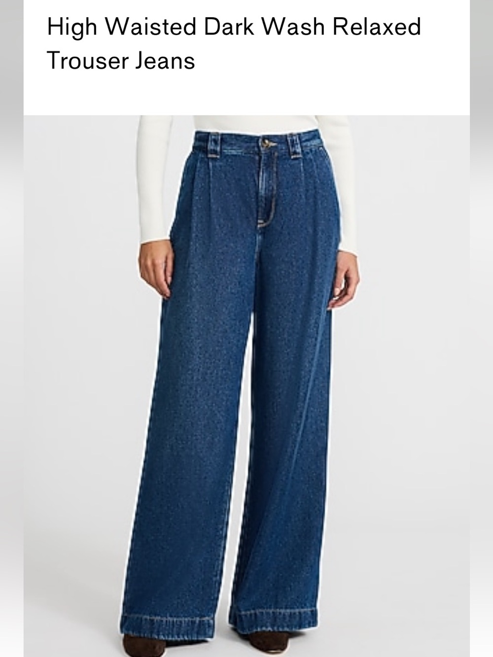High Waisted Dark Wash Relaxed Trouser Jean